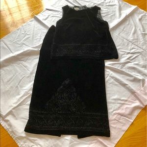 Claiborne Black Velvet Skirt Set 14P